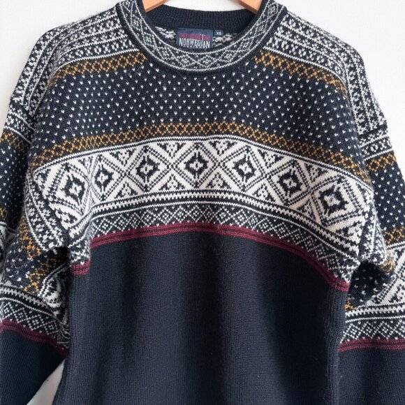 Vintage Norwegian Designs Wool Fairisle Pullover Sweater XS - Picture 2 of 7